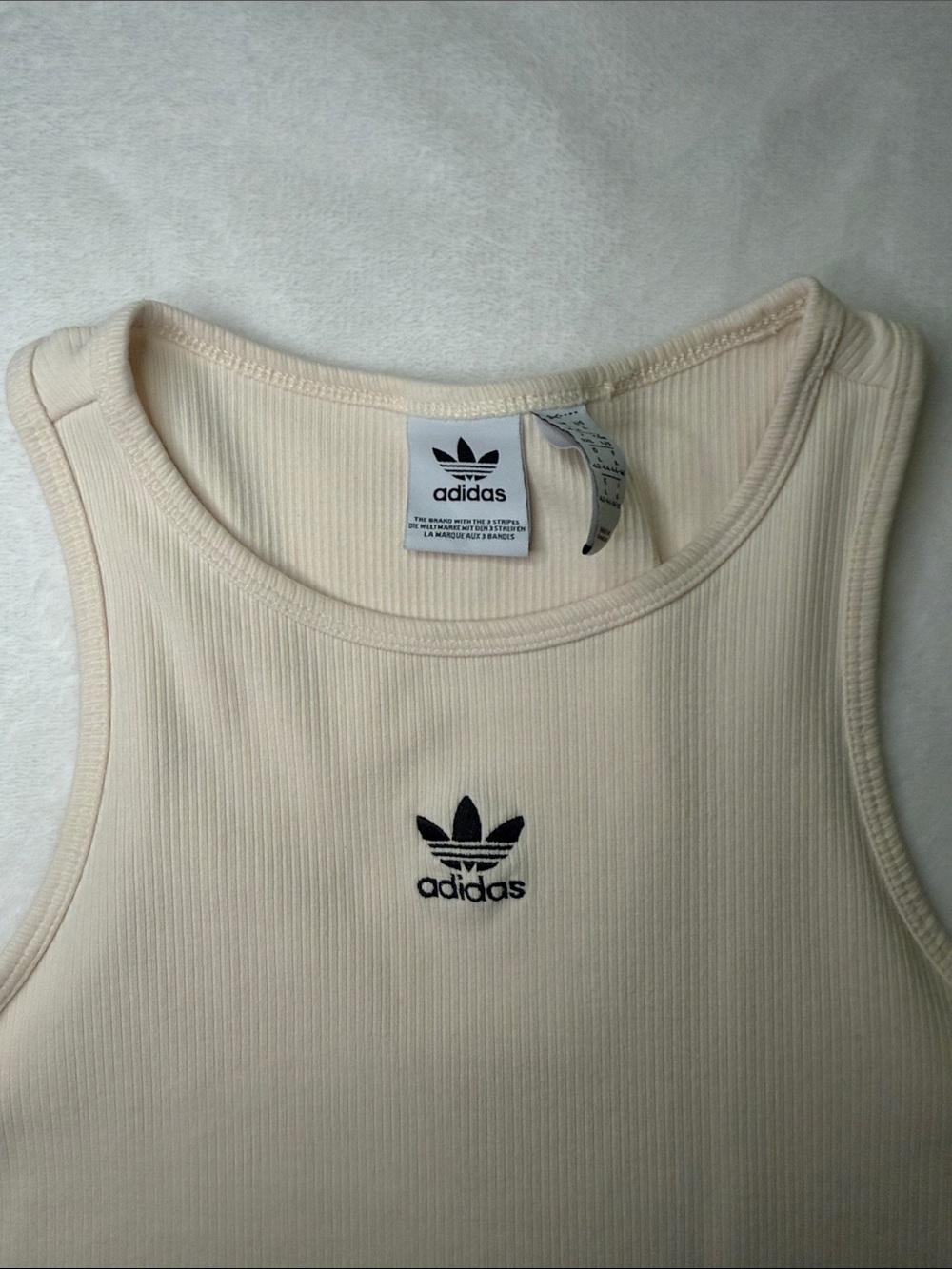 Adidas Ivory Ribbed Crop Tank - Picture 4 of 11